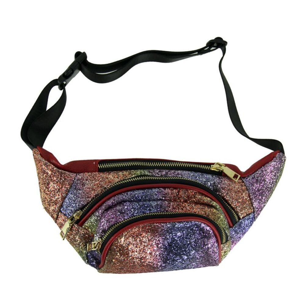 Blue Heaven - Glitter Party Round Pocket Fanny Pack - Multicolored - Size Medium